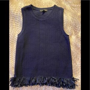 Ann Taylor Sweater Tank Top with Fringe Bottom